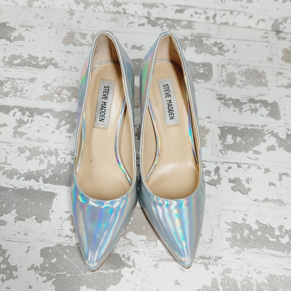 Steve Madden Salza Iridiscent Metallic Pointed Toe Pumps X128 - Picture 4 of 11